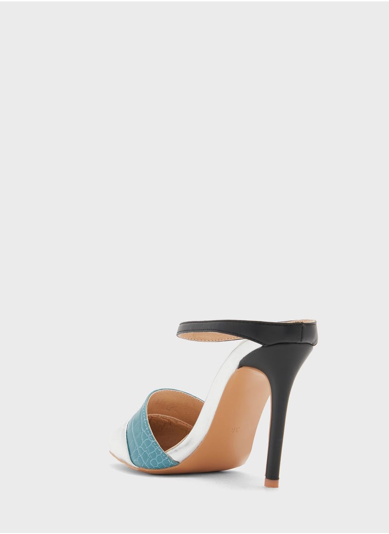Khizana - Croc Effect Slip On Pointed Pump - Image 1