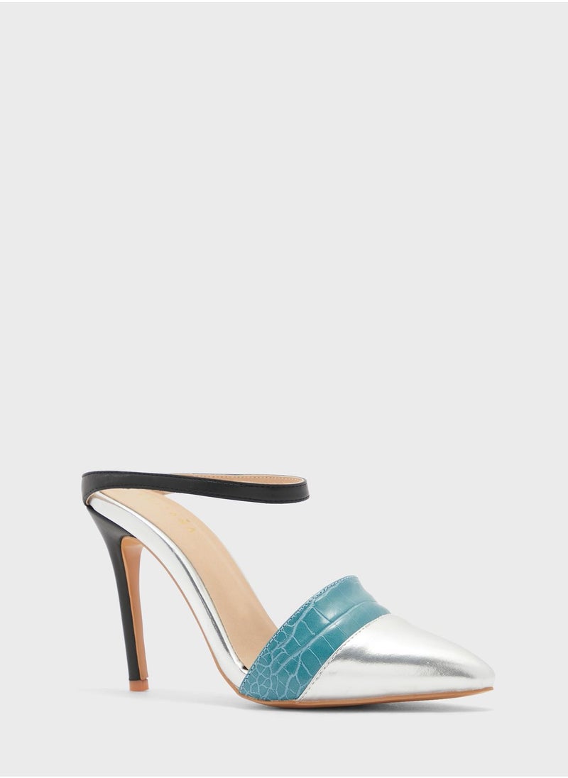 Khizana - Croc Effect Slip On Pointed Pump - Image 1