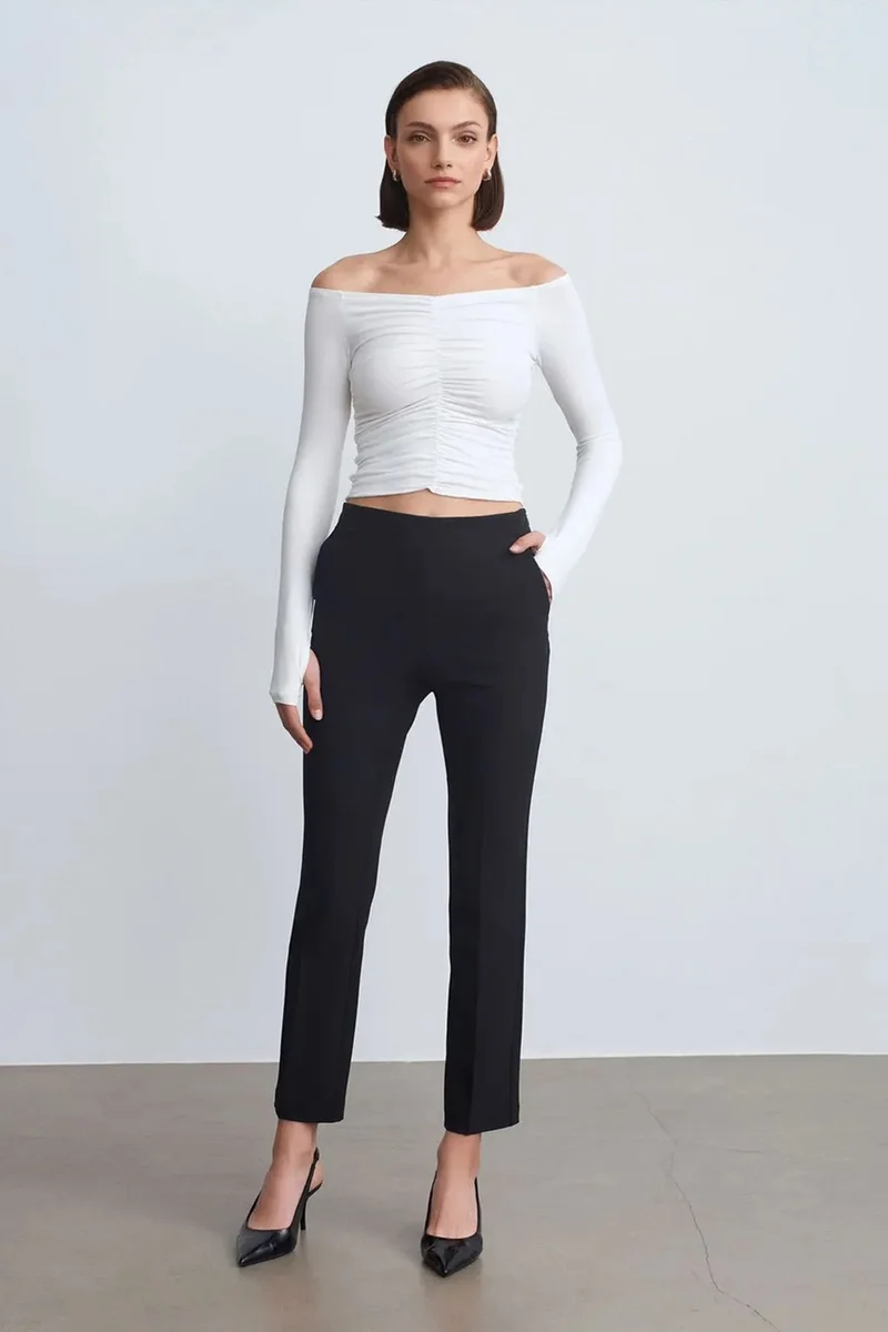 Dilvin White DILVIN Off-Shoulder Crop Top Blouse for Women | Best Price UAE