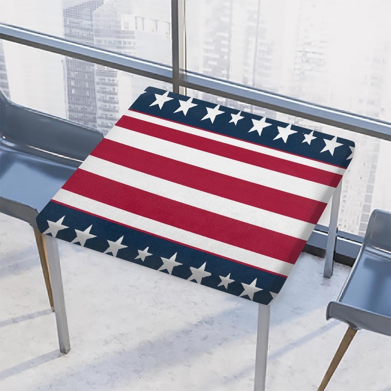 Modern American Flag Square Fitted Tablecloth Waterproof Elastic Card Table Cover Stretch Wipeable Polyester Square Table Protector for Dining Kitchen Home Outdoor Picnic Decor,34x34inch - Image 1