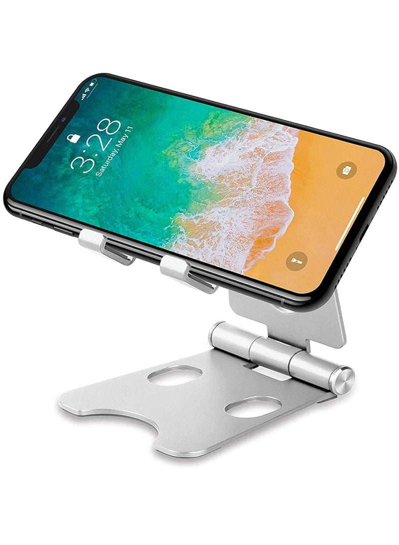 ELTRAZONE Desktop Cell Phone Stand Double Adjustable Mobile Phone Tablet Holder  Aluminum Portable Desk Stand Phone Stand Foldable - Image 1
