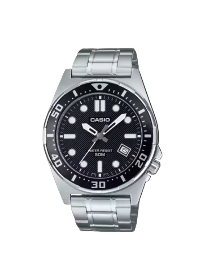 كاسيو Men's Analog Display Watch With Silver Stainless Steel Strap - MTD-135D-1AVDF
