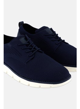 Algspar Men Brand Logo Lace Up Casual Shoes, Navy Blue  - Image 3