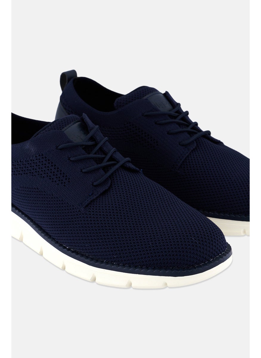Algspar Men Brand Logo Lace Up Casual Shoes, Navy Blue  - Image 3