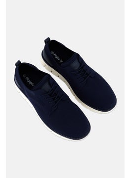 Algspar Men Brand Logo Lace Up Casual Shoes, Navy Blue  - Image 4