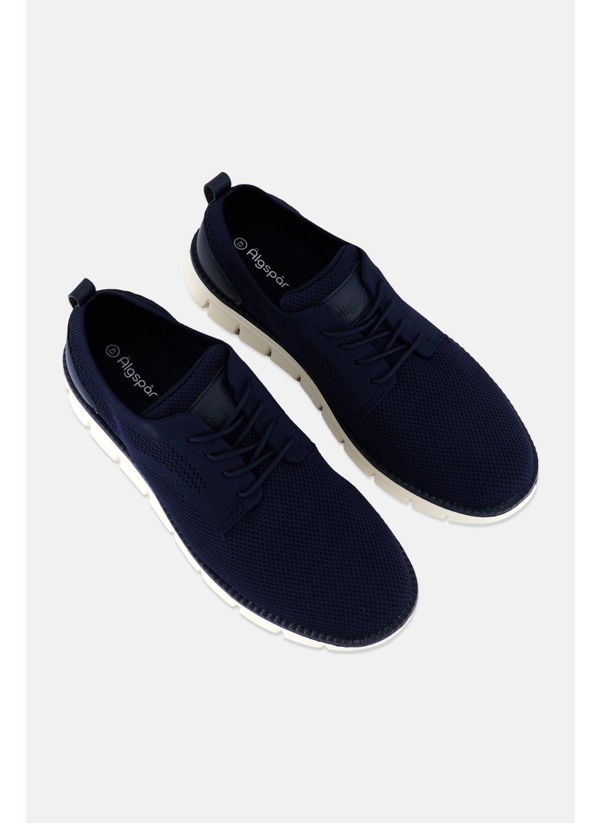 Algspar Men Brand Logo Lace Up Casual Shoes, Navy Blue  - Image 4