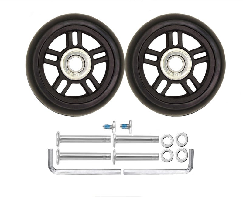 Oro 1 Pair Luggage Wheels Replacement 70x22mm(2.76"x0.87") with 8mm(0.31") Bearings 40mm(1.57") Axles Wrenchs Repair Set for Suitcase - Image 1