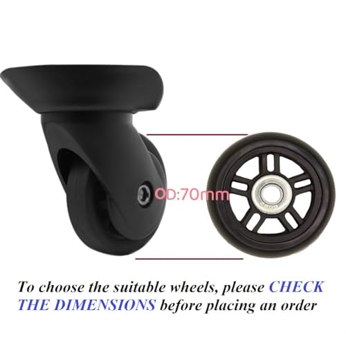 Oro 1 Pair Luggage Wheels Replacement 70x22mm(2.76"x0.87") with 8mm(0.31") Bearings 40mm(1.57") Axles Wrenchs Repair Set for Suitcase - Image 3