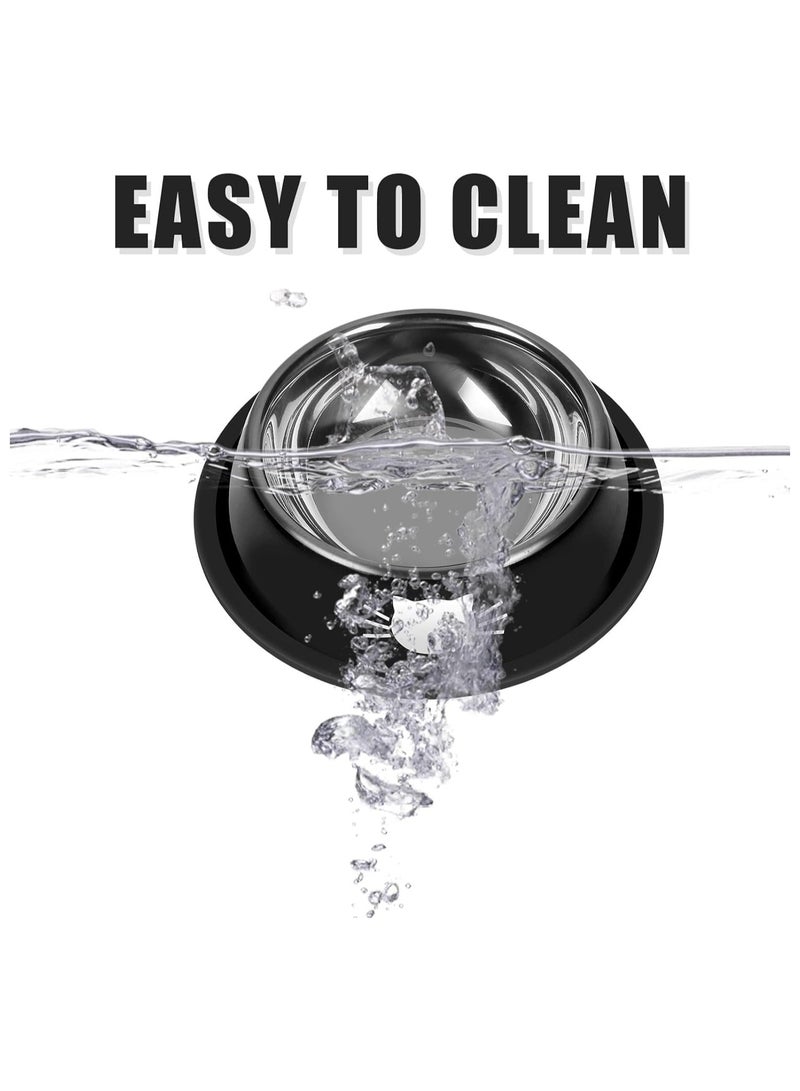 2Pcs Cat Bowl Pet Bowl for Food and Water, Stainless Steel Cat Bowl Pet Bowl,Non-Slip With Rubber Base for indoor Cats Small Dogs(Black/Purple) - Image 5