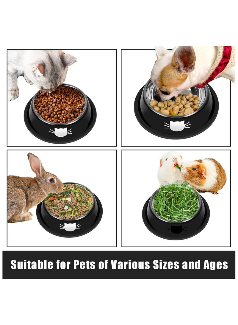 2Pcs Cat Bowl Pet Bowl for Food and Water, Stainless Steel Cat Bowl Pet Bowl,Non-Slip With Rubber Base for indoor Cats Small Dogs(Black/Purple) - Image 3