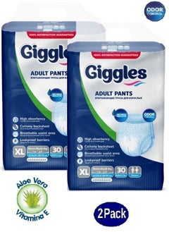 giggles 2 Pack Of Adult Pants Culotte Turkish Made with Wetness Indicator and Odor Control XL Size- 30 Pieces  - Image 1