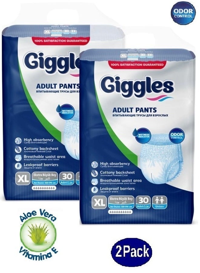 giggles 2 Pack Of Adult Pants Culotte Turkish Made with Wetness Indicator and Odor Control XL Size- 30 Pieces  - Image 1