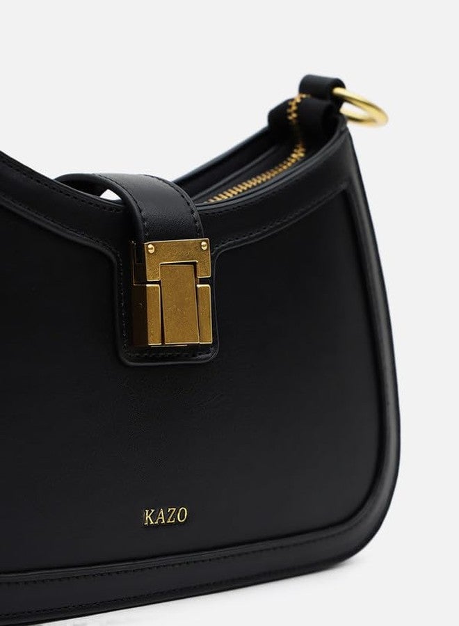 Kazo Bag Black Structured Shoulder Handbag | Premium Faux Leather Purse - Image 5