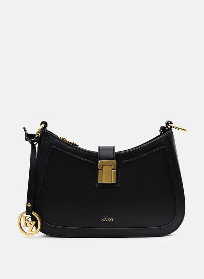 Kazo Bag Black Structured Shoulder Handbag | Premium Faux Leather Purse - Image 4
