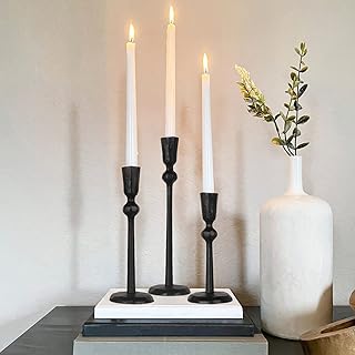 SUJUN Iron Taper Candle Holder - Set of 3 Decorative Candle Stand, Candlestick Holder for Wedding, Dinning, Party - Image 1