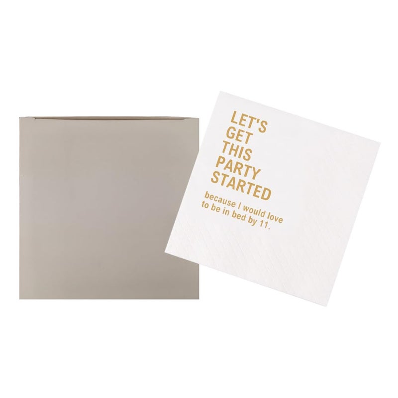 VOWFOO Let's Get This Party Started Because I Would Love To Be In Bed By 11 Funny Quotes Cocktail Napkins for Birthday Girls Night Holiday Housewarming Reunion Party 100Pcs 4.5 x 4.5 2-ply (By 11) - Image 1