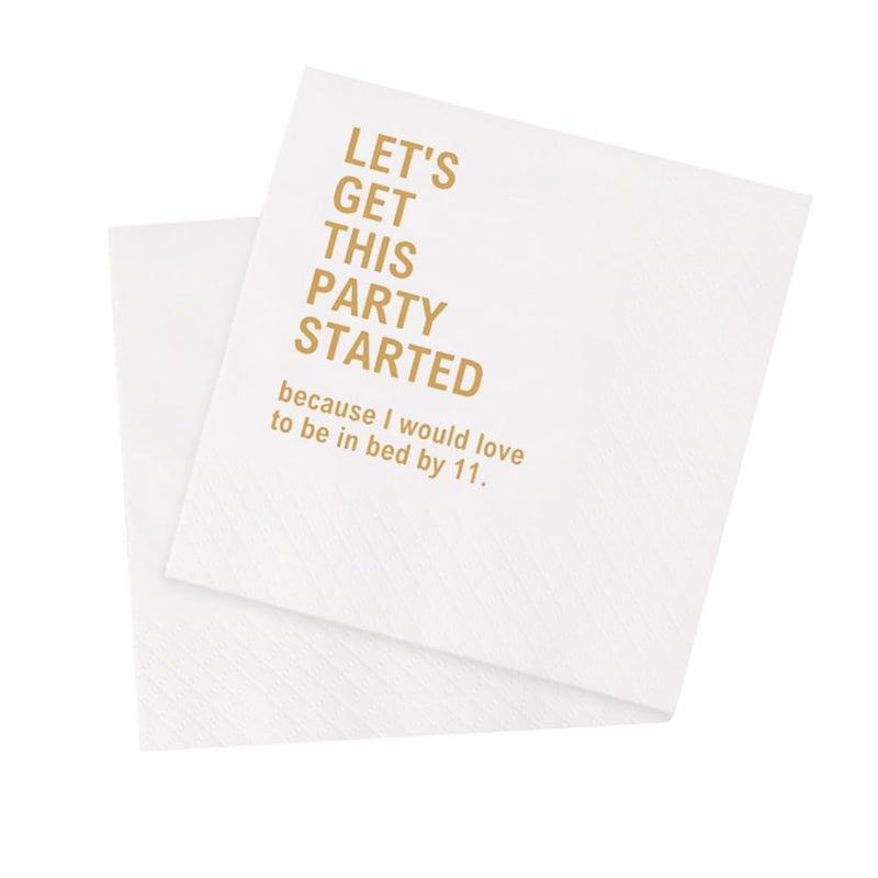 VOWFOO Let's Get This Party Started Because I Would Love To Be In Bed By 11 Funny Quotes Cocktail Napkins for Birthday Girls Night Holiday Housewarming Reunion Party 100Pcs 4.5 x 4.5 2-ply (By 11) - Image 2