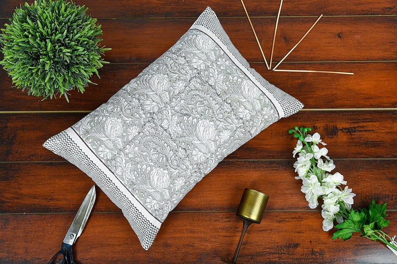 IMPEXART PVT LTD 16 X 24 Inches Cotton Traditional Jaipuri Natural Handblock Printed Soft Cushion Covers for for Decor Couch Sofa Bedroom Living Room Farmhouse Indoor Outdoor