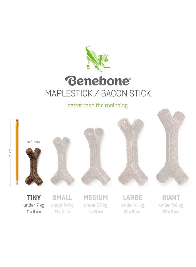 Benebone Puppy 2-Pack Maplestick/Zaggler Durable Dog Chew Toys for Gentle Chewers, Real Bacon, Real Maplewood, Made in USA, Tiny - Image 5