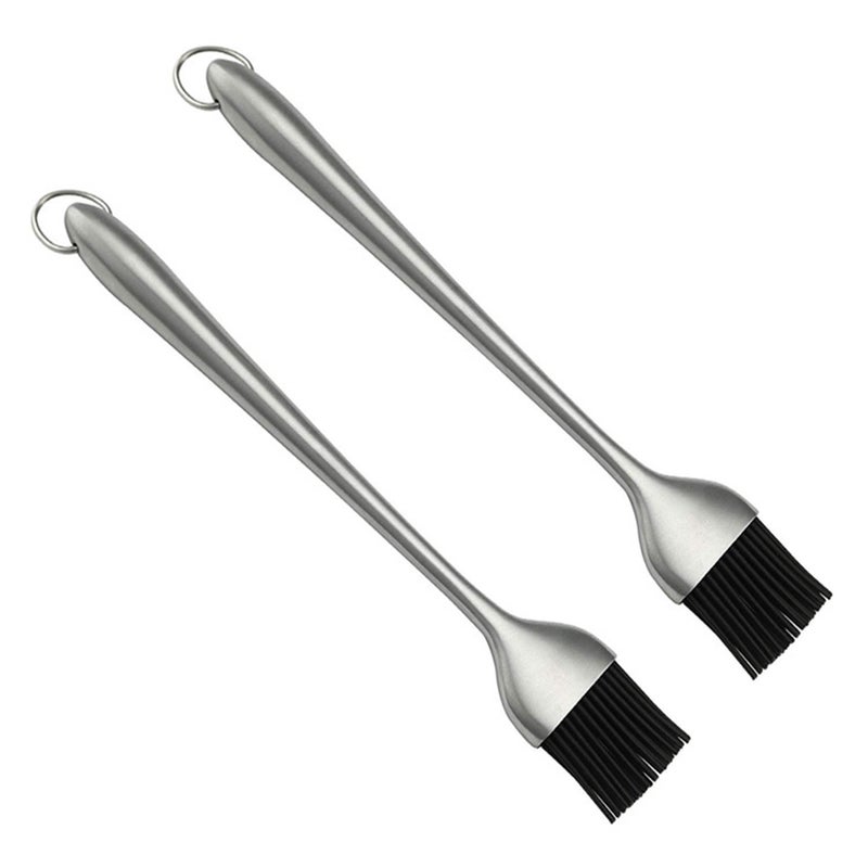 Heat Resistance Silicone Brush with Stainless Steel Handle Oil Sauce Cream Brush for Barbecue BBQ Meat Cakes Pastries - Image 2