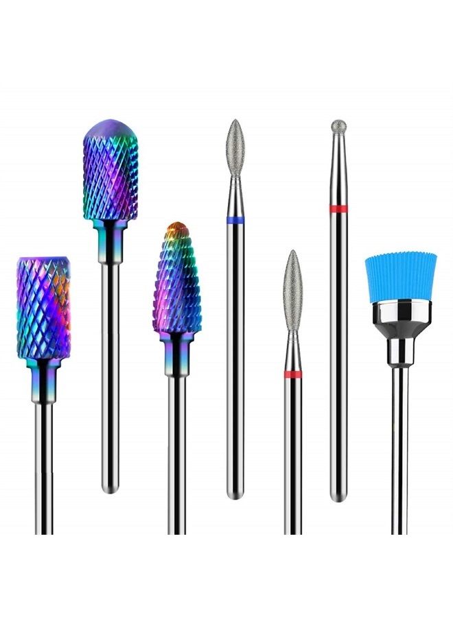 MelodySusie Nail Drill Bits Set, 7pcs Tungsten Carbide Diamond Nail Drill Bits for Acrylic Nails Poly Gel Cuticle Remove, 3/32'' Professional Nail Bits for Nail Drill Efile, Manicure Pedicure Tools - Image 1