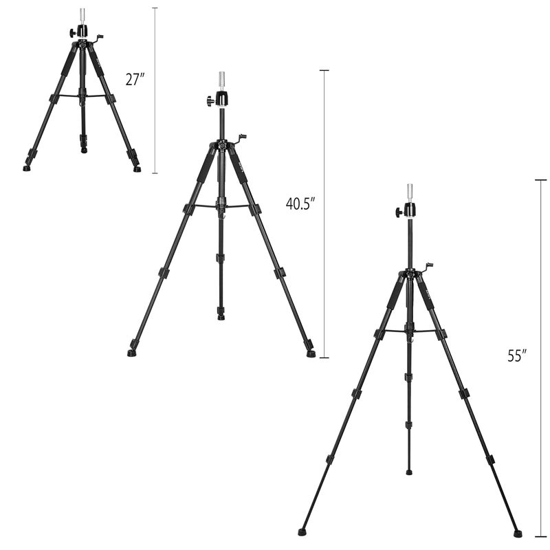 gexworldwide 55" Mannequin Tripod Stand Canvas Block Training Doll Manikin Head Wig Stand for Cosmetology Hairdressing (Black) - Image 3