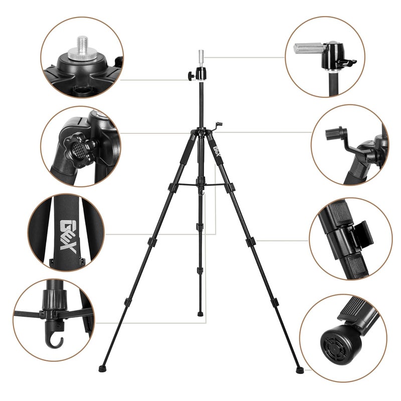 gexworldwide 55" Mannequin Tripod Stand Canvas Block Training Doll Manikin Head Wig Stand for Cosmetology Hairdressing (Black) - Image 2