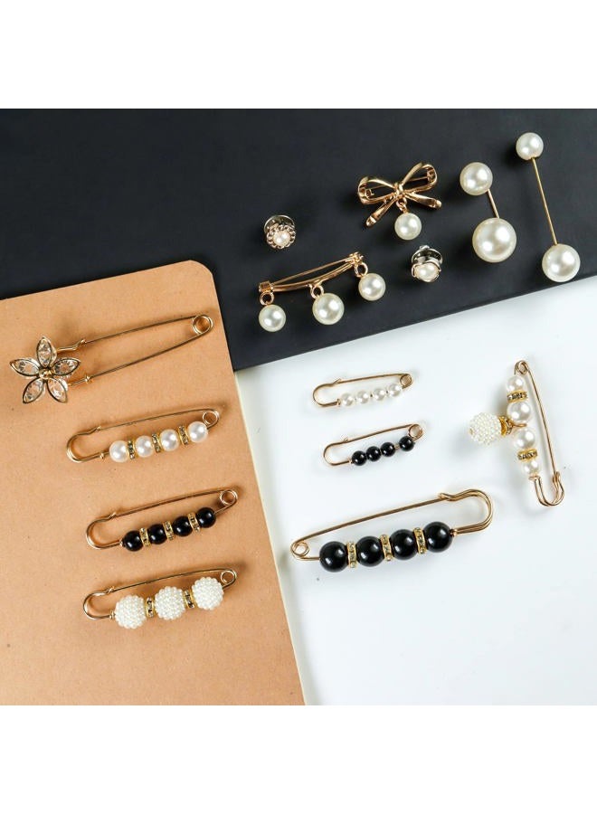 OYANIMO 36 Pcs Pearl Brooch Pins Sweater Shawl Clip Neckline Safety Pin Faux Rhinestones Brooches for Women Clothing Dress Pants Skirt Waist Decoration Accessories - Image 3