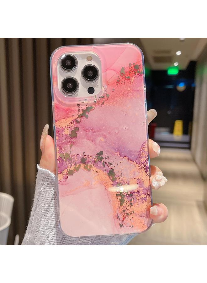 زبون جراب لهاتف iPhone 12 Pro، جراب هاتف رخامي ملون لامع - Image 2