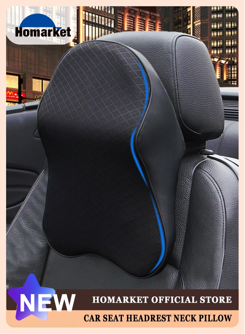 HomarKet Car Seat Headrest Neck Pillow Ergonomic Car Neck Pillow Durable Neck Pillow 100% Pure Memory Foam Car Neck Support Relieve Neck Pain Adjustable Neck Pillow Black - Image 1