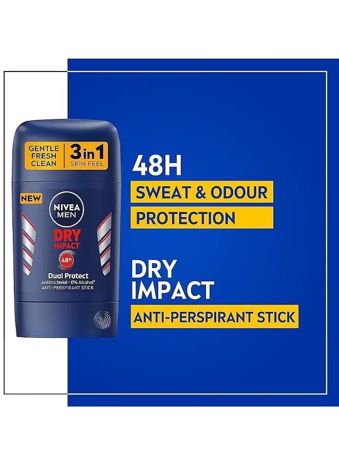 Nivea Dry Impact deodorant stick for men, pack of 3 x 50 ml - lasts 48 hours  (pack of 3) - Image 2
