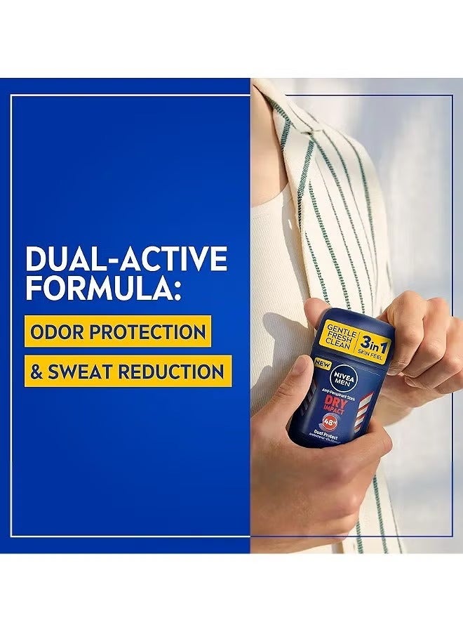 Nivea Dry Impact deodorant stick for men, pack of 3 x 50 ml - lasts 48 hours  (pack of 3) - Image 3
