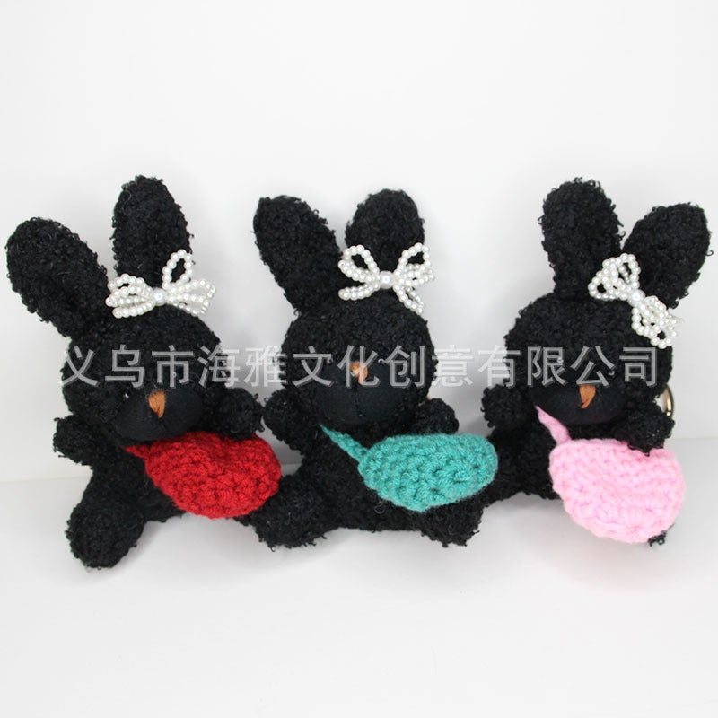 Korean Style Medium 12Cm Curly Rabbit Tiktok Popular Bow Knot Backpack Mobile Phone Pendant Bag Car Ornaments - Image 2