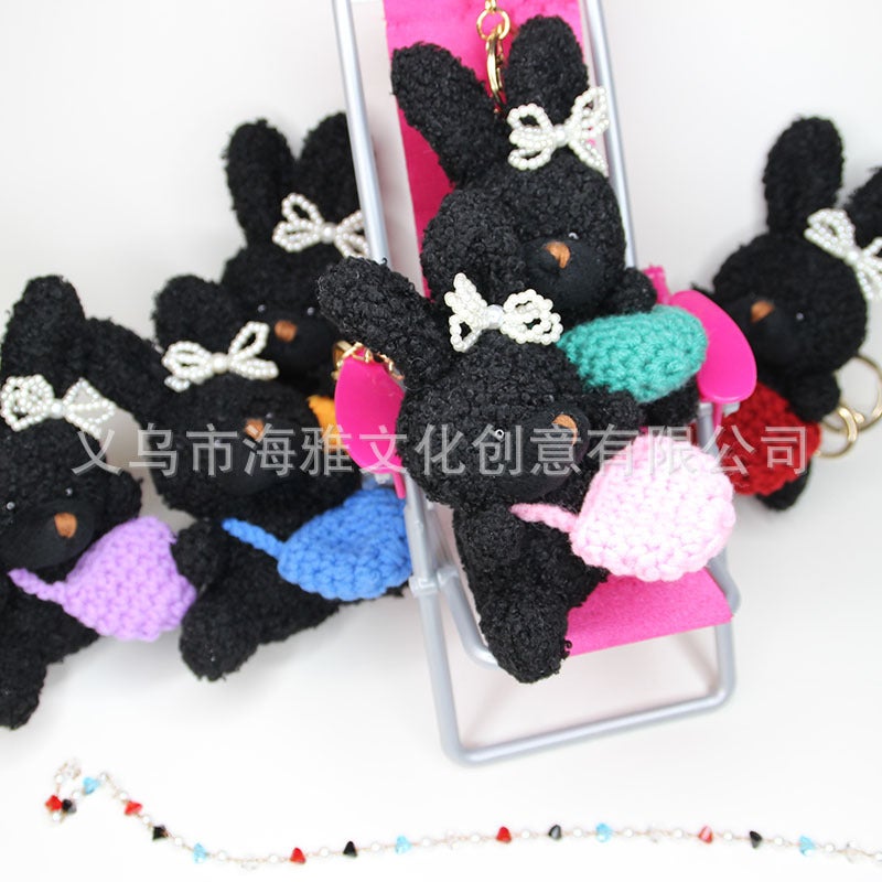 Korean Style Medium 12Cm Curly Rabbit Tiktok Popular Bow Knot Backpack Mobile Phone Pendant Bag Car Ornaments - Image 5