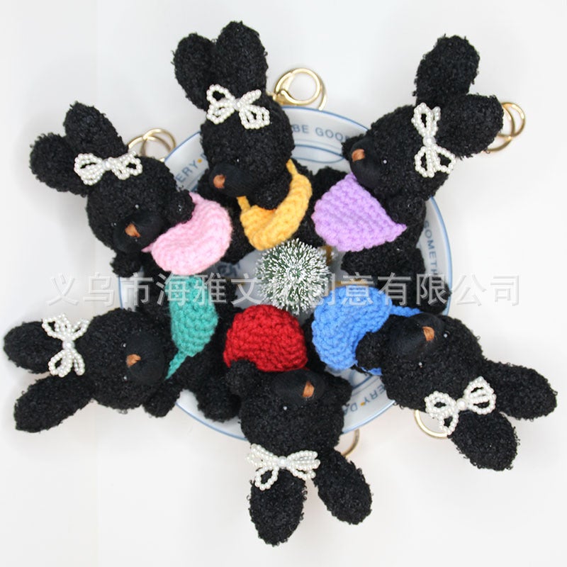 Korean Style Medium 12Cm Curly Rabbit Tiktok Popular Bow Knot Backpack Mobile Phone Pendant Bag Car Ornaments - Image 4
