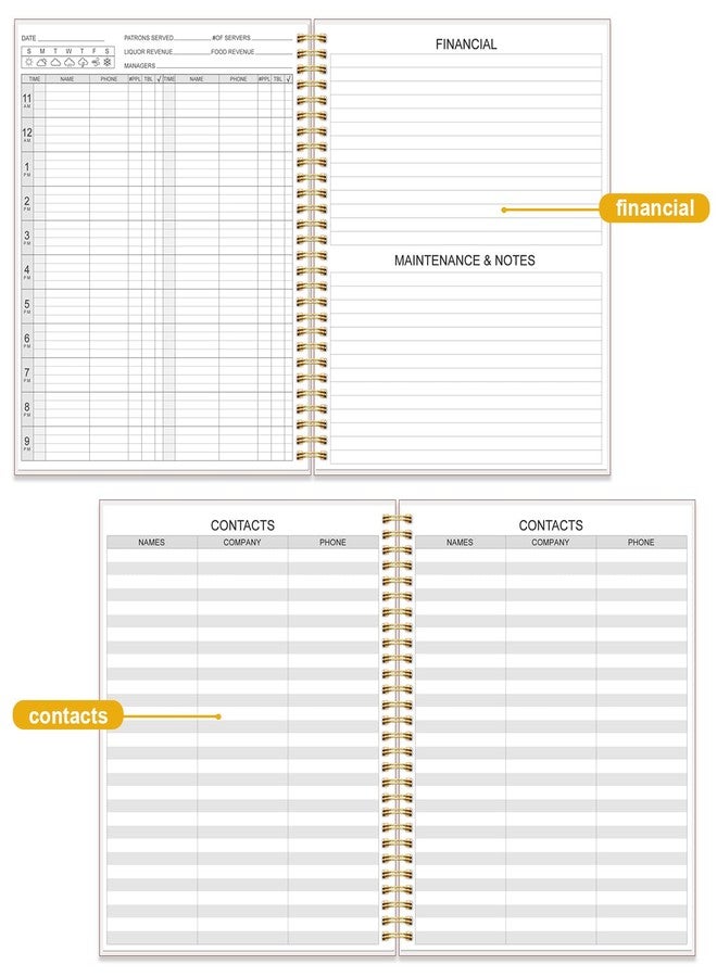 Tuun Fuplan Reservation Book for Restaurant, Table Reservations, Spiral bound Restaurant Dinner Reservations 365 Days 384 Pages, 8.5" x 11", Red - Image 4