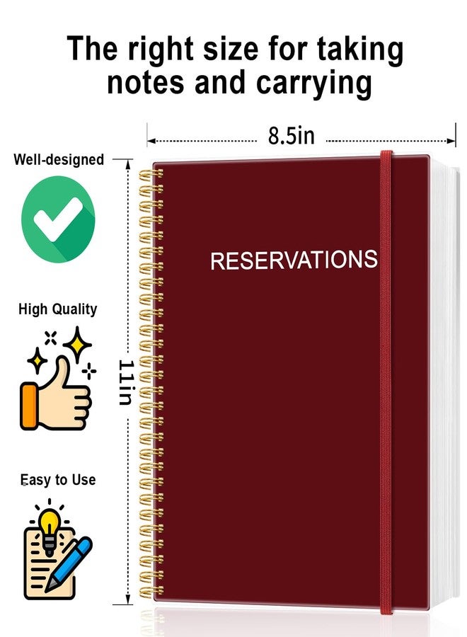 Tuun Fuplan Reservation Book for Restaurant, Table Reservations, Spiral bound Restaurant Dinner Reservations 365 Days 384 Pages, 8.5" x 11", Red - Image 2