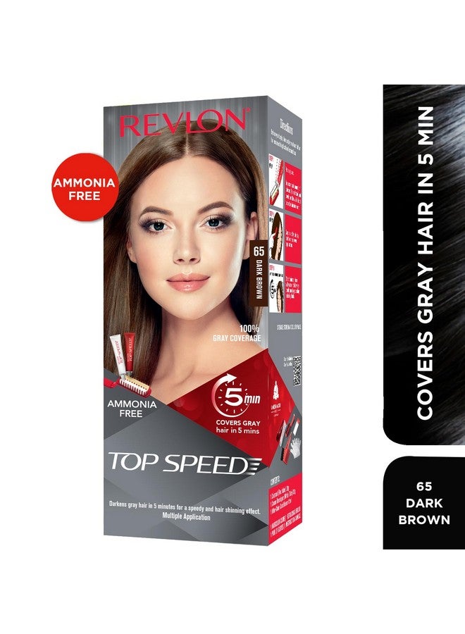 Revlon لون شعر توب سبيد، بني داكن 65، 20 غ، 20 غ، 15 مل - Image 2