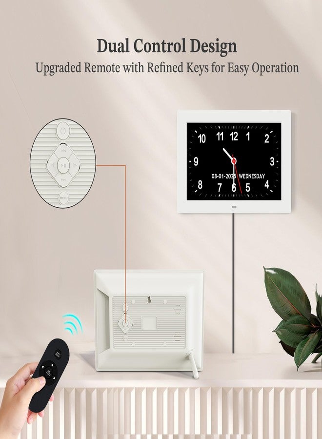 FLYRUIT 10.1'' Extra Large Digital Clock, 1280*800p HD Display, Dementia Clock For Seniors, Digital Clock With Date, Time, Day Of Week, 10 Reminders & 6 Alarms, Auto Dimming & DST, Remote Control, White - Image 4
