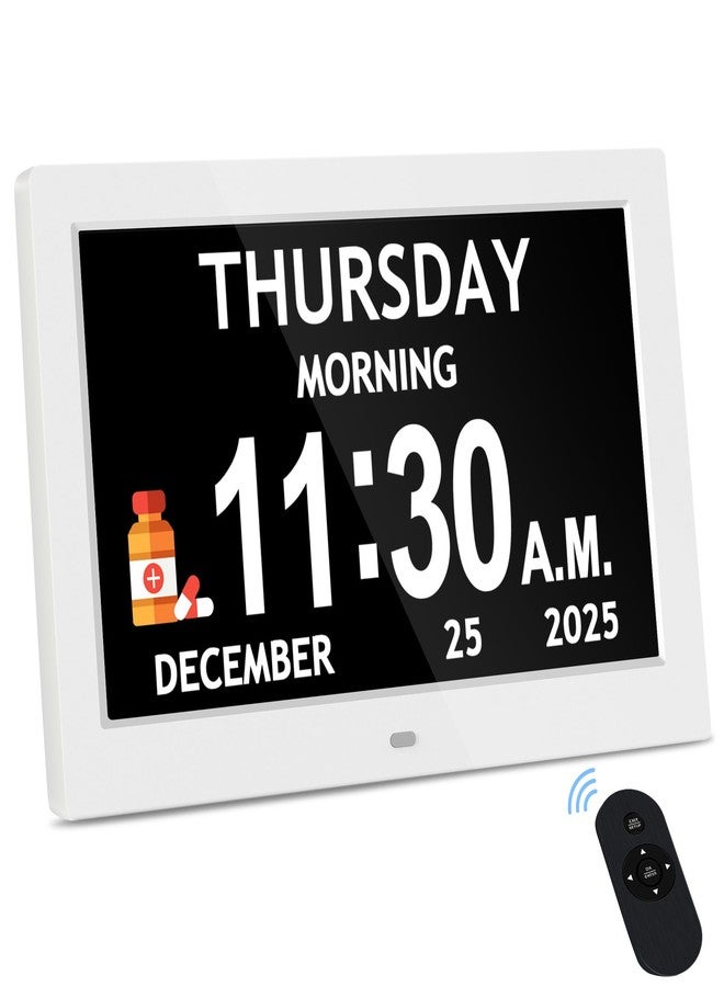 FLYRUIT 10.1'' Extra Large Digital Clock, 1280*800p HD Display, Dementia Clock For Seniors, Digital Clock With Date, Time, Day Of Week, 10 Reminders & 6 Alarms, Auto Dimming & DST, Remote Control, White - Image 1