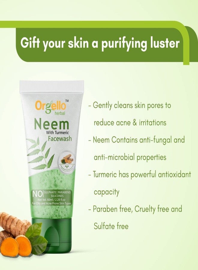 Orgello Herbal Lemon Honey Face Wash | 1 X 100 ml | Neem And Turmeric Face Wash | 1 X 60 ml | Men Women Boys Girls | All Skin Types | Paraben Sulphate Free | Pack of 2 - Image 4