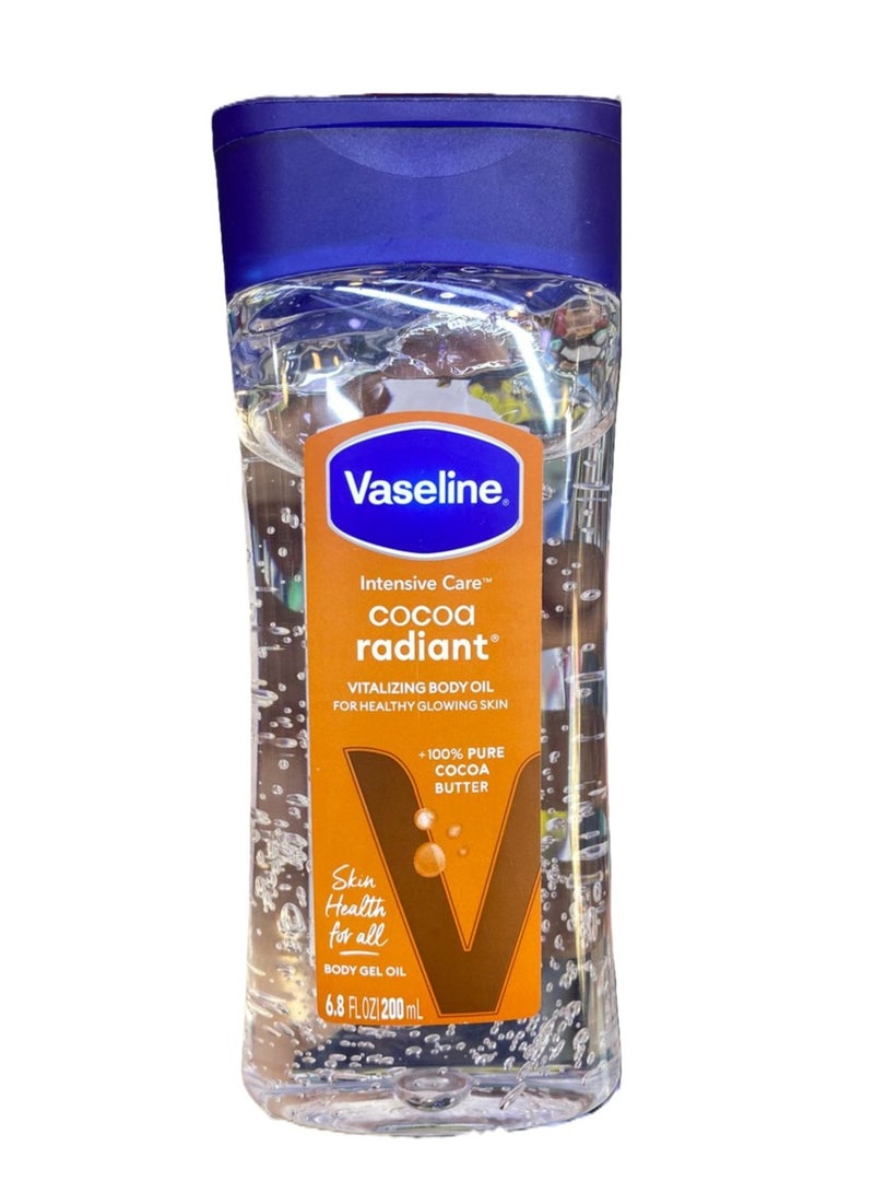 Vaseline Intensive Care Cocoa Radiant Vitalizing Body Gel Oil 200ml | Deep Moisture for Healthy Glowing Skin | Lightweight Non-Greasy Daily Body Moisturizer - Image 1