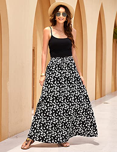Bluetime Women Casual Long High Waist Chiffon Floral Maxi Skirts Daisy Summer Beach Cover Up Dress (M, Floral9) - Image 4