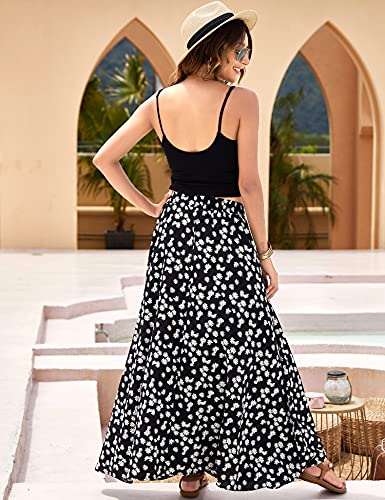 Bluetime Women Casual Long High Waist Chiffon Floral Maxi Skirts Daisy Summer Beach Cover Up Dress (M, Floral9) - Image 5