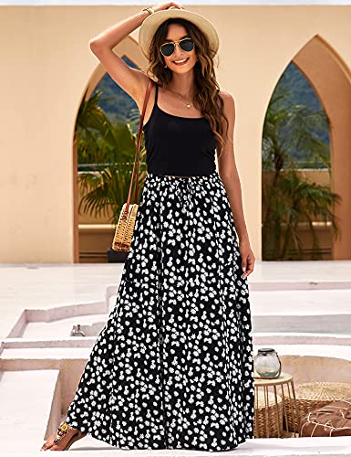 Bluetime Women Casual Long High Waist Chiffon Floral Maxi Skirts Daisy Summer Beach Cover Up Dress (M, Floral9) - Image 3