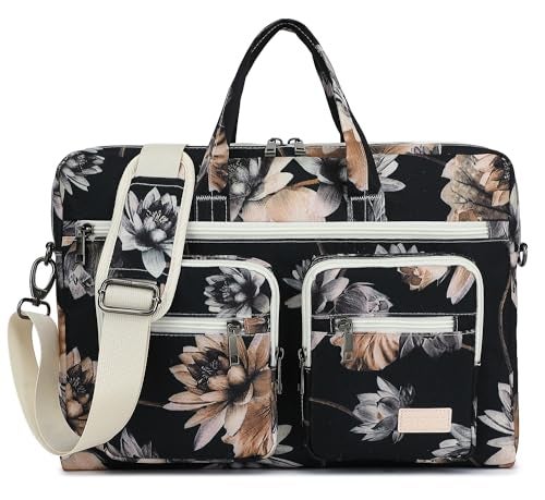 DACHEE 15-15.6 inch Laptop Shoulder Bag, for MacBook Pro 16, Hp Lenovo Dell 14 inch Waterproof Messenger Bag Case Sleeve (NEW Lotus Bag, 15 inch/15.6 inch)… - Image 1