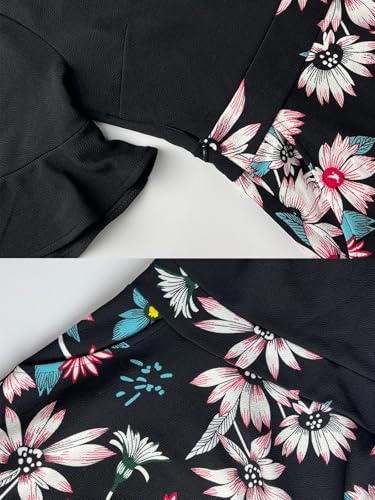 Mokayee Womens Summer Dresses 2025 Floral Short Sleeve V-Neck Fit and Flare Aline Cute Cocktail Sunday Church Classy Elegant Petite Dinner Business Casual Interview Work Dress with Pockets L - Image 5