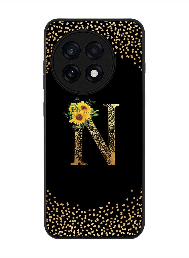 Stylizedd For OnePlus 13R / Ace 5 Pro Case,Slim fit Camera Protection, Shockproof Thin Phone cover  - Custom Floral Monogram - N ( Black )