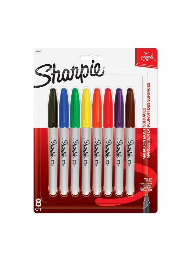 Sharpie Permanent Markers, Fine Point, 8 Pack, Assorted Colors (30217Pp) - Image 1