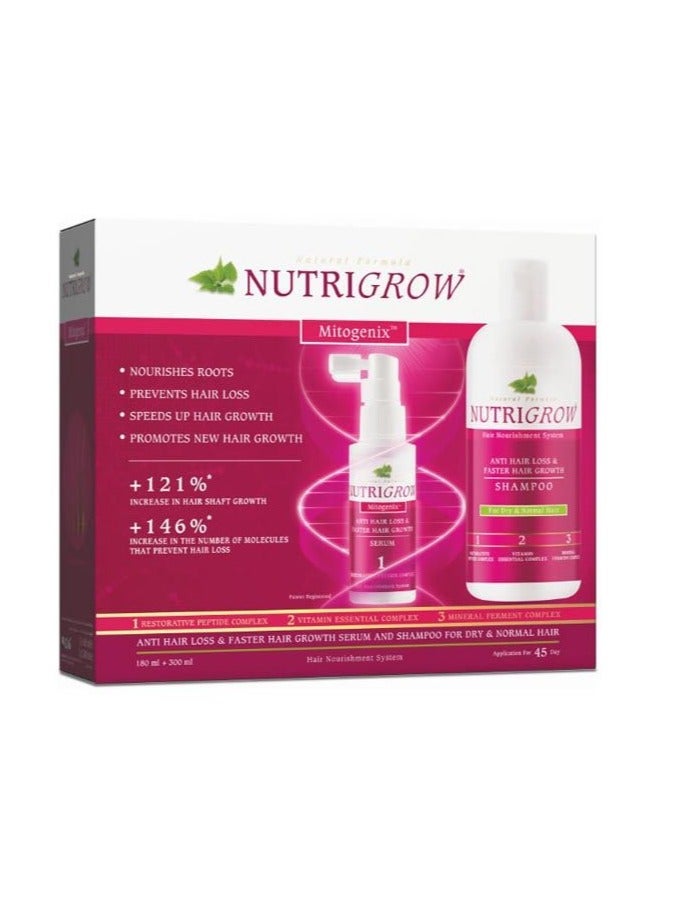 Nutrigrow Anti Hair loss & Fast Hair Growth Shampoo + Serum Dry Hair 180ml + 300ml